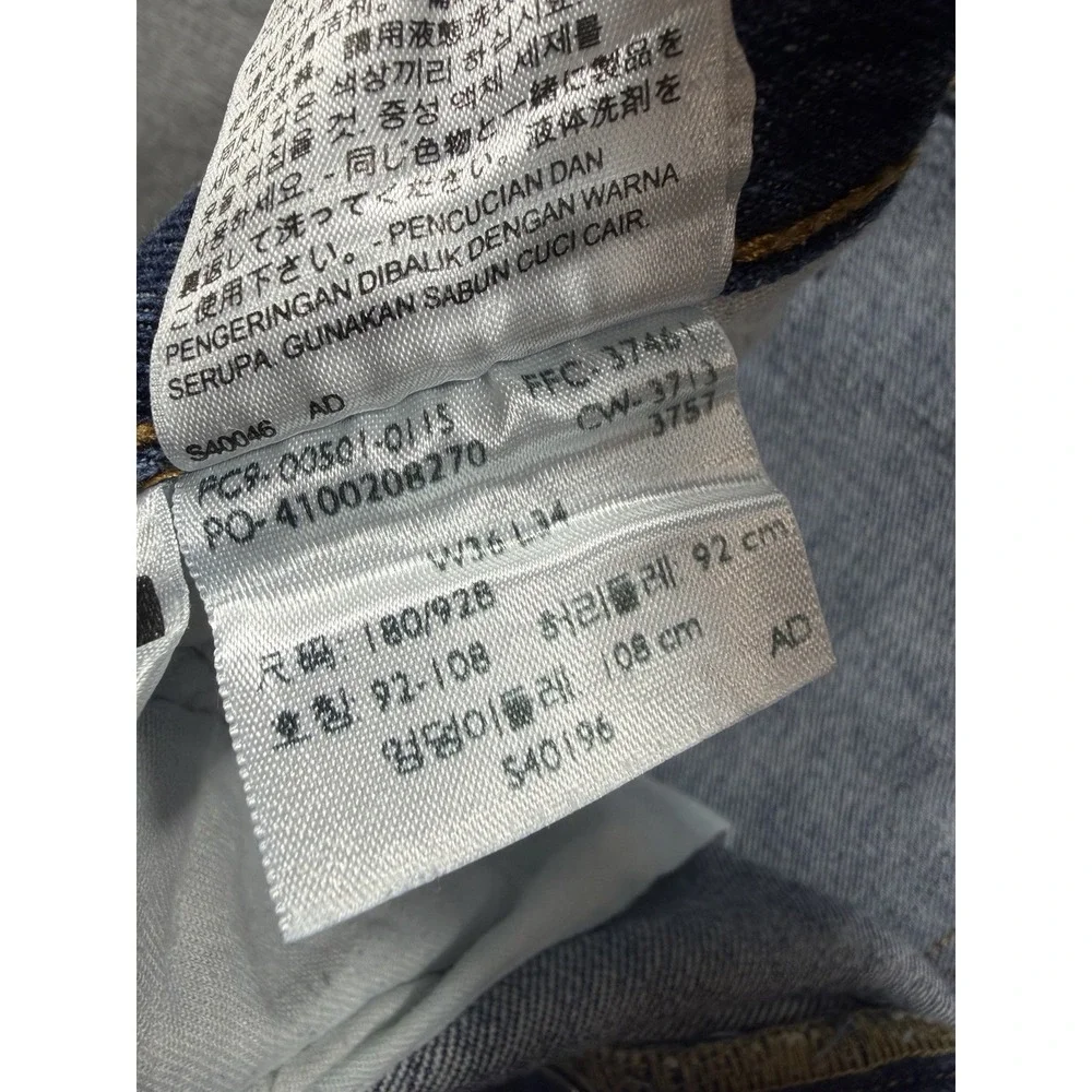 Levi's 501 Jeans Men 36x34 Blue Button Fly Straight Original Dark Wash American